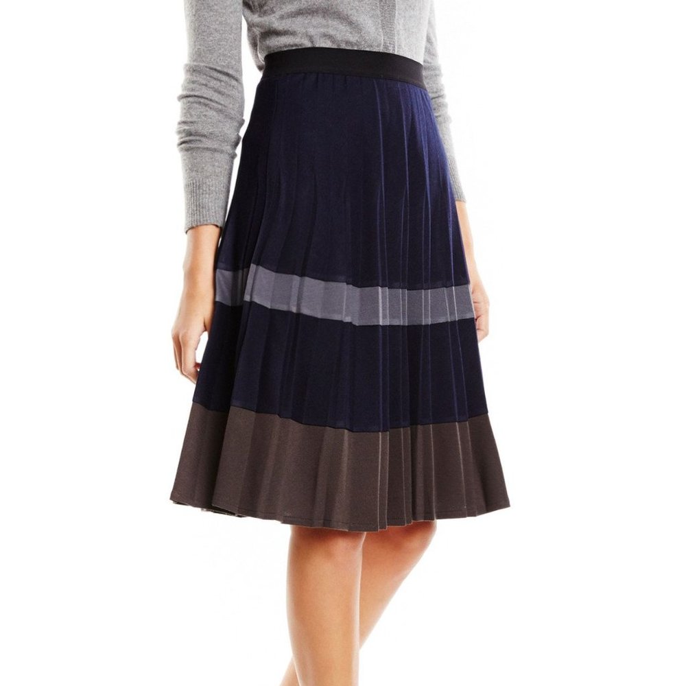 PANIZ Pleated Dual Stripe Skirt